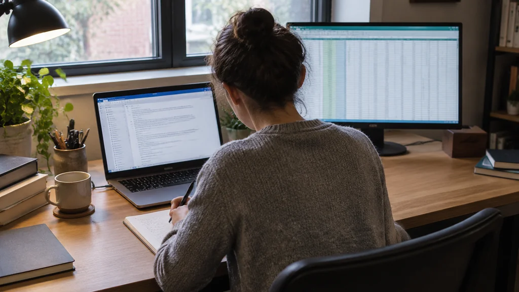 Person composing a detailed support email with transaction dates on screen